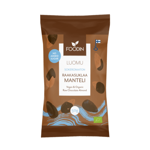 Foodin Sokeroimaton Raakasuklaamanteli 50 g - Päiväys 06/2026|Foodin 无糖生巧克力杏仁 50克