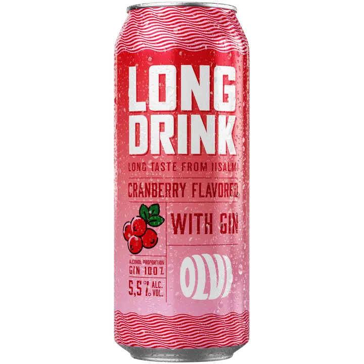 OLVI Long drink Cranberry with gin 5,5 % 0,5 l tlk|OLVI Long drink 蔓越莓杜松子饮品 5.5% 0.5 l tlk