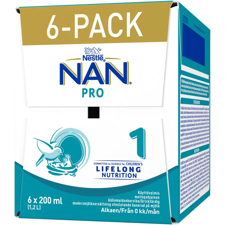 Nestlé NAN 6x Nestlé NAN PRO 1婴儿配方奶粉 200ml|6x Nestlé NAN PRO 1 Äidinmaidonkorvike 200ml