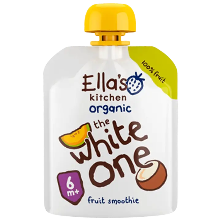Ella's Kitchen The White One, Valkoinen hedelmäsmoothie alkaen 6kk LUOMU 90g|Ella´s Kitchen Ella's Kitchen The White One,6 个月大的白色水果冰沙 有机 90g