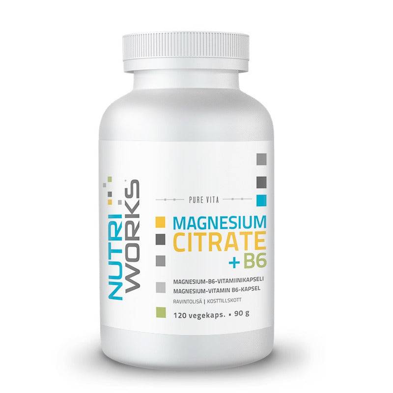 Nutri Works 柠檬酸镁+维生素B6 120粒|Nutri Works Magnesium Citrate + B6 120 kaps.