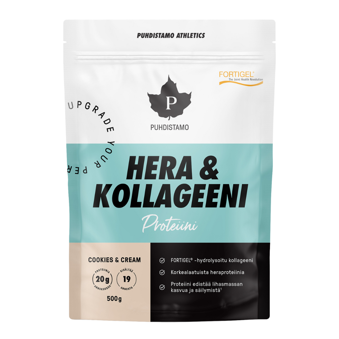Puhdistamo Athletics 乳清蛋白与胶原蛋白 饼干奶油味 500 g|Puhdistamo Athletics Hera & Kollageeni Cookies and Cream 500 g