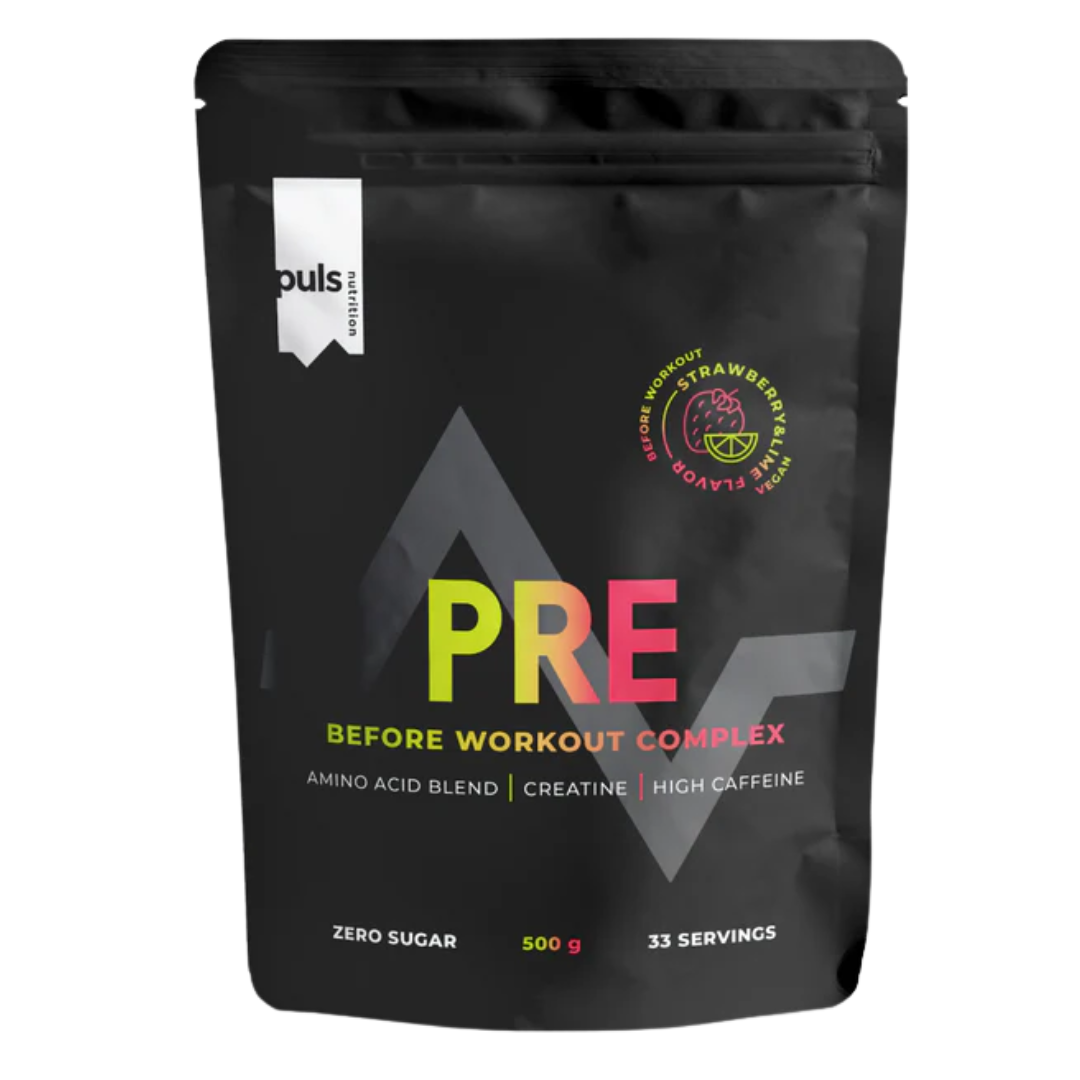 训练前运动饮料粉 草莓青柠味 500 g|Puls Nutrition Pre Workout - Urheilujuomajauhe Mansikka - Lime 500 g