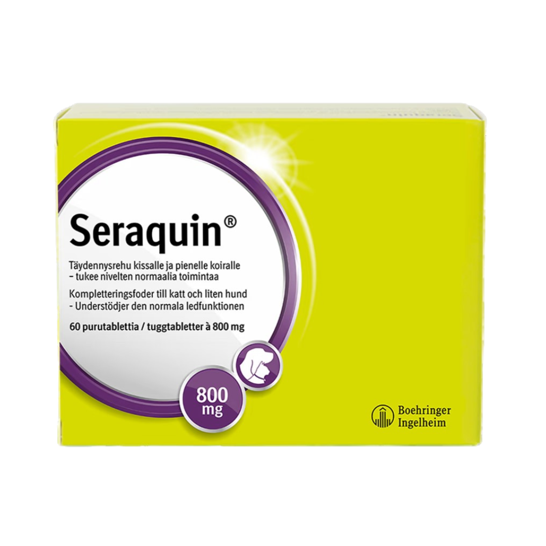 Seraquin 补充饲料 猫和小型犬 800毫克 60片|Seraquin Täydennysrehu kissoille ja pienille koirille 800 mg 60 tabl.