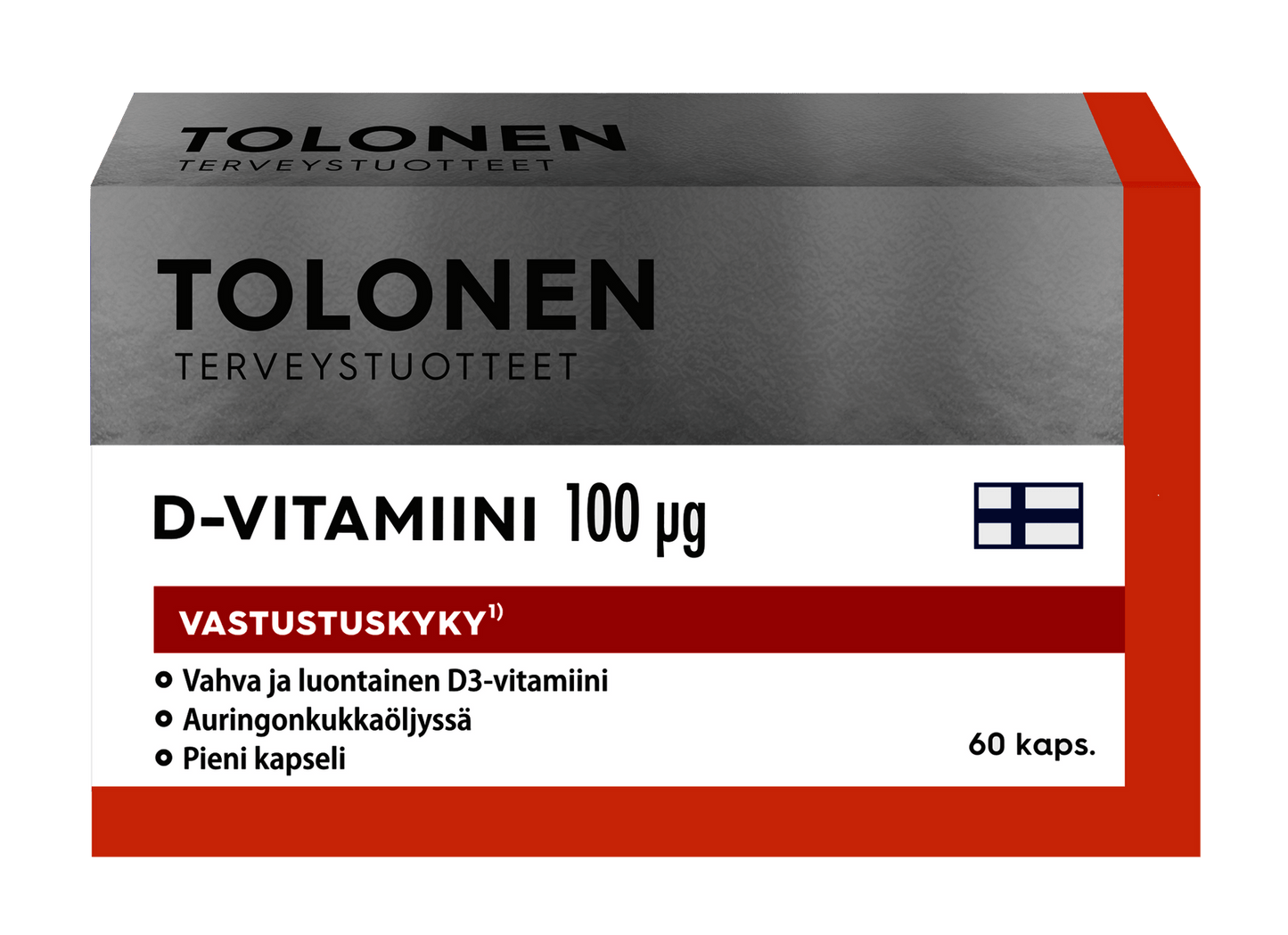 Tolonen D-Vitamiini 100 µg 60 kaps.|Tolonen D-维生素 100 µg 60 粒。