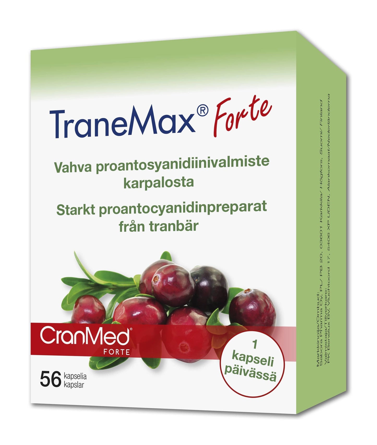 TraneMax Forte 56粒 - 强效蔓越莓原花青素制剂|TraneMax Forte 56 kaps. - Vahva proantosyanidiinivalmiste karpalosta