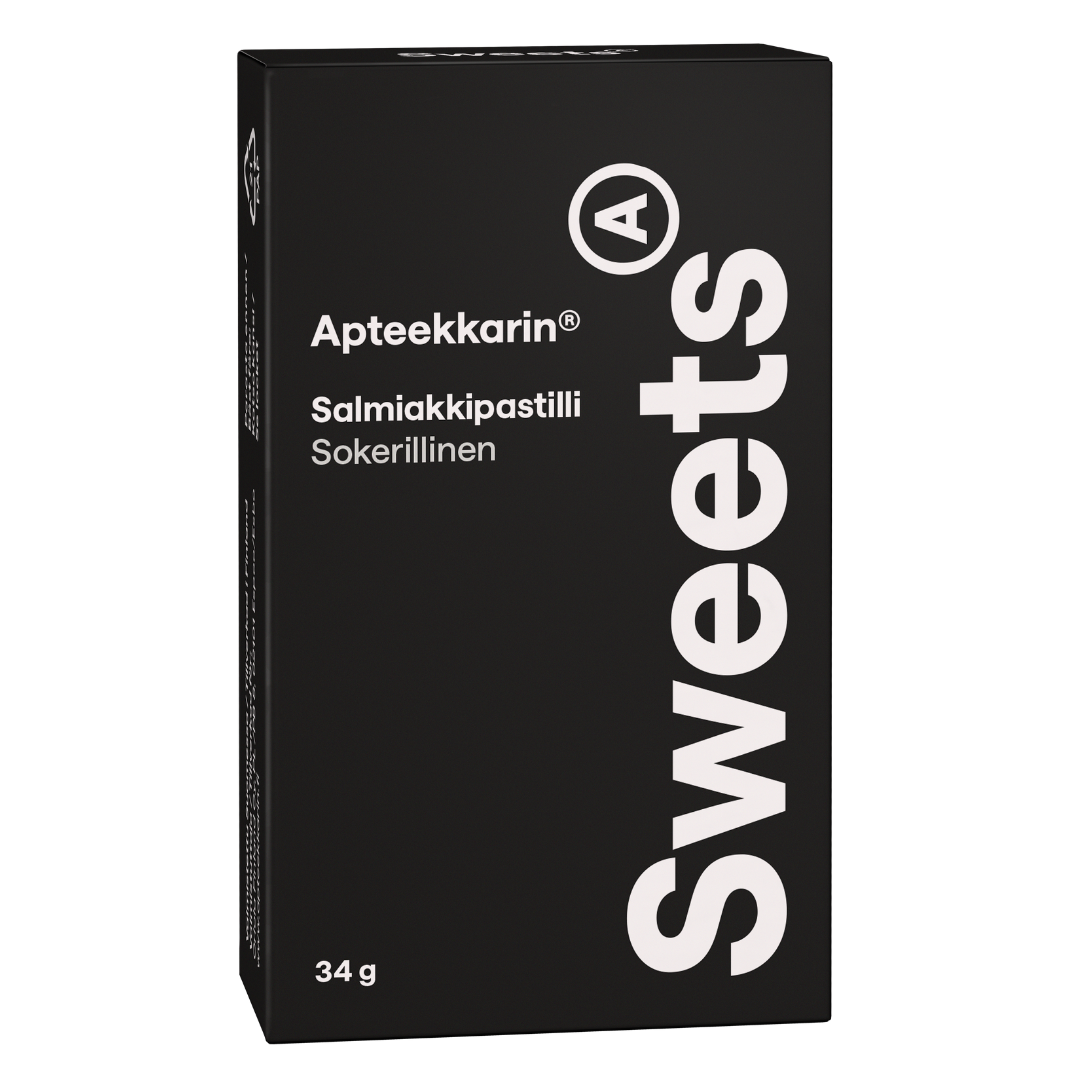 Apteekkarin Salmiakkipastilli 34 g - Päiväys 19/07/2026 - erä|Apteekkarin 甘草糖 34克 - 有效期至2026年7月19日 - 批次
