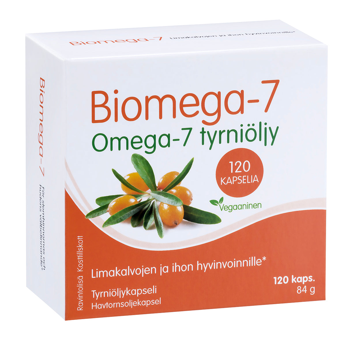 Biomega-7 Omega-7 沙棘油胶囊 120粒|Biomega-7 Omega-7 Tyrniöljykapseli 120 kaps.