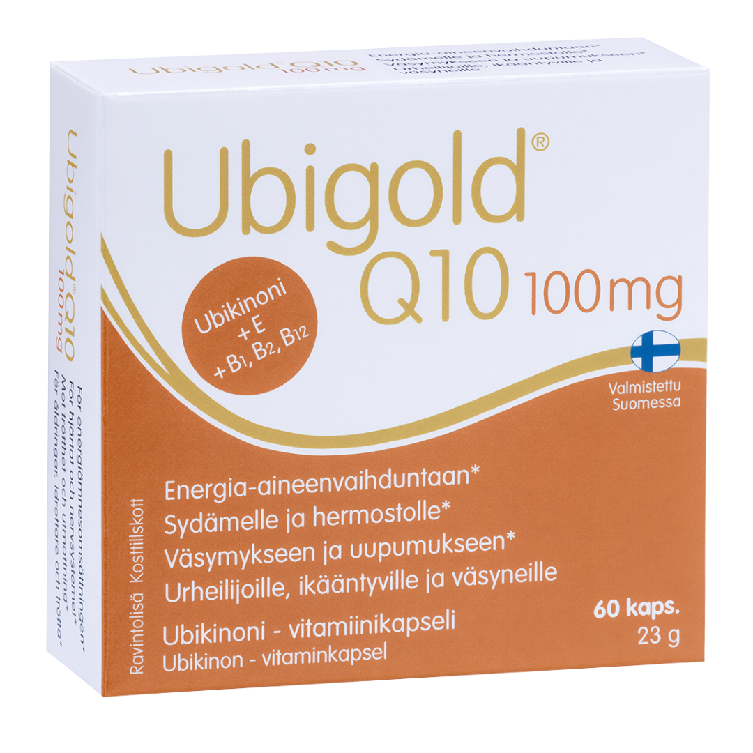 Ubigold Q10 100毫克 辅酶Q10维生素胶囊 60粒|Ubigold Q10 100 mg - Ubikinoni-vitamiinikapseli 60 kaps.
