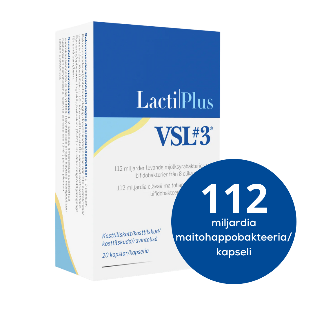 LactiPlus VSL#3 Maitohappobakteeri 20 kapselia - 112 miljardia / kaps. - poistuu|LactiPlus VSL#3 乳酸菌 20 粒 - 1120 亿粒/粒。 - 树叶