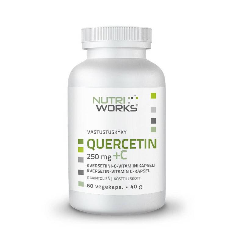 Nutri Works 槲皮素250毫克+维生素C 60粒植物胶囊|Nutri Works Quercetin 250 mg + C - Kversetiini-C-vitamiinikapseli 60 vegekaps.