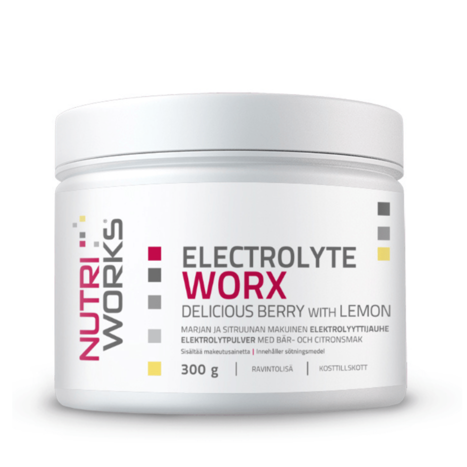 Nutri Works 电解质粉 - 浆果柠檬 300 g|Nutri Works Electrolyte Worx - Elektrolyyttijauhe Marja & Sitruuna 300 g