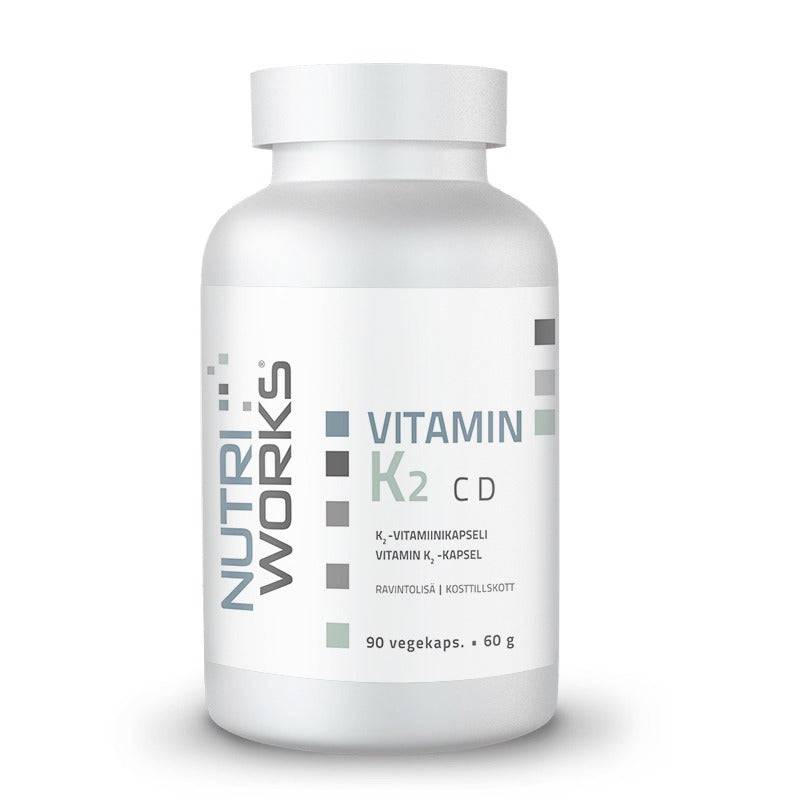 Nutri Works Vitamin K2 - K2-vitamiinikapseli 90 kaps.|Nutri Works 维生素 K2 - K2 维生素胶囊 90 粒。