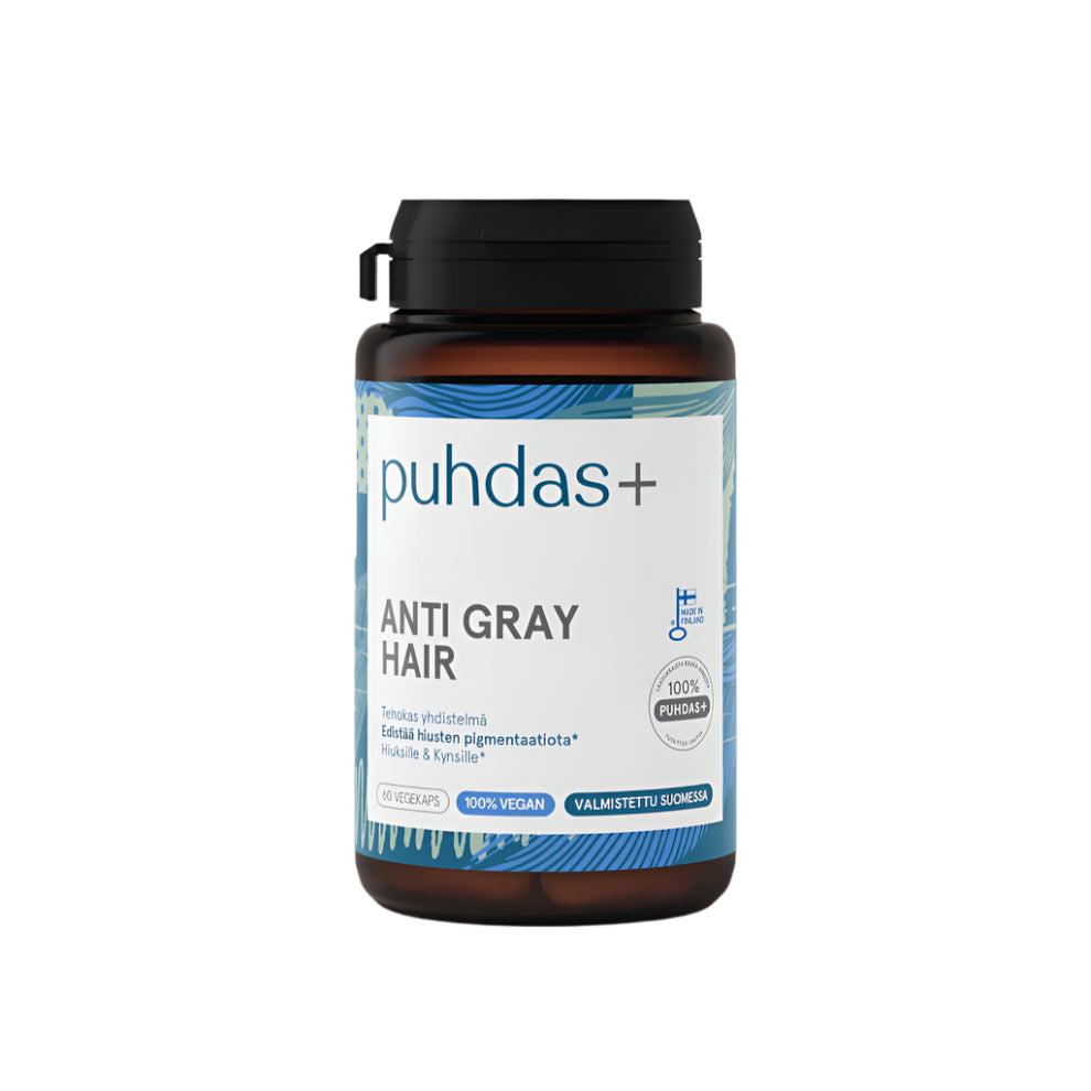 Puhdas+ Vahva Anti Gray Hair 60 kaps.|Puhdas+ 强力抗白发 60 粒。