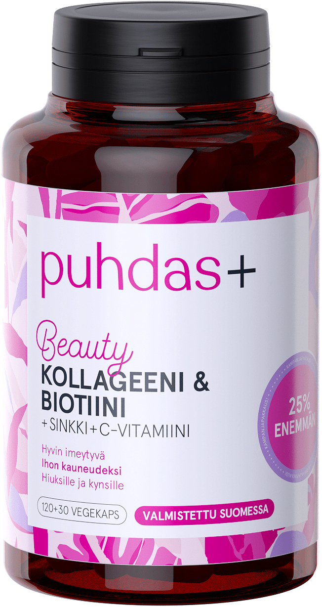 Puhdas+ Beauty 胶原蛋白与生物素 120+30粒|Puhdas+ Beauty - Kollageeni & Biotiini 120 + 30 kaps.