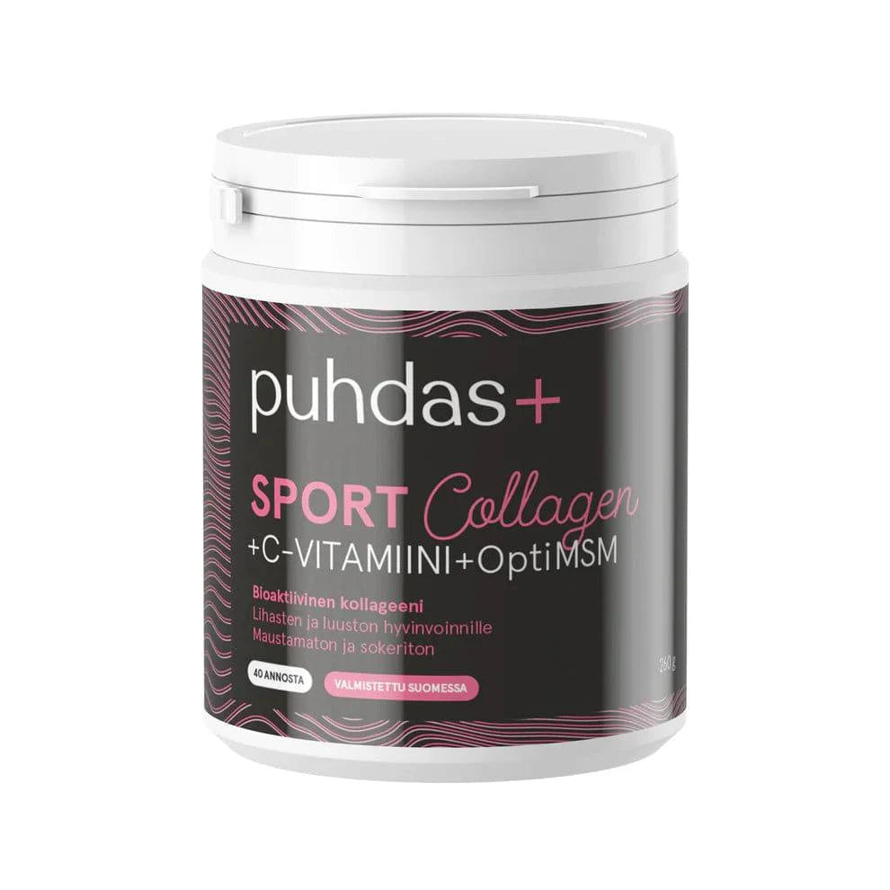 Puhdas+ 运动胶原蛋白,维生素C,Optimsm 260 g|Puhdas+ Sport Collagen, C-vitamiini, Optimsm 260 g