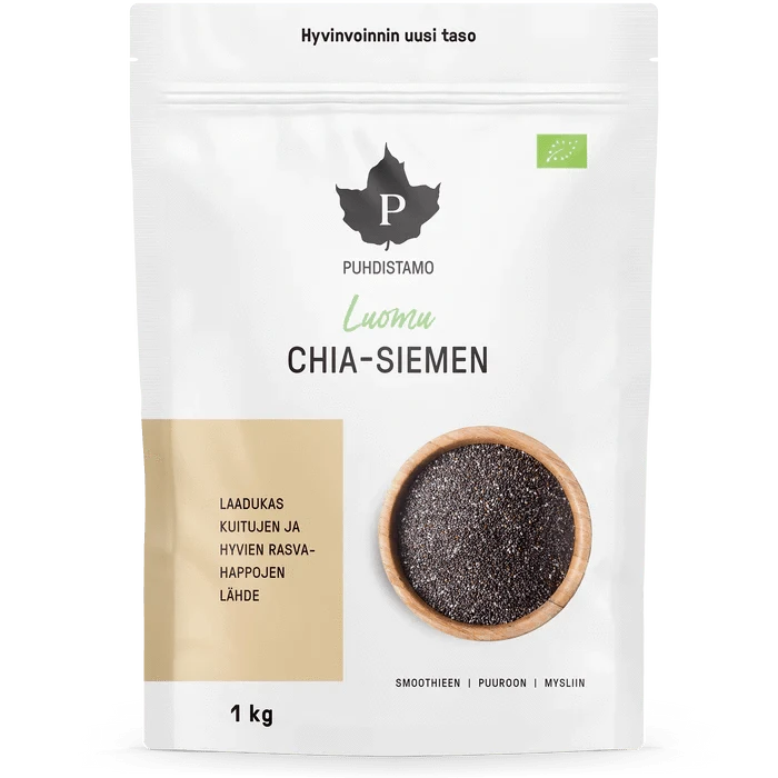 Puhdistamo 有机奇亚籽 1 kg|Puhdistamo Chia-Siemen Luomu 1 kg
