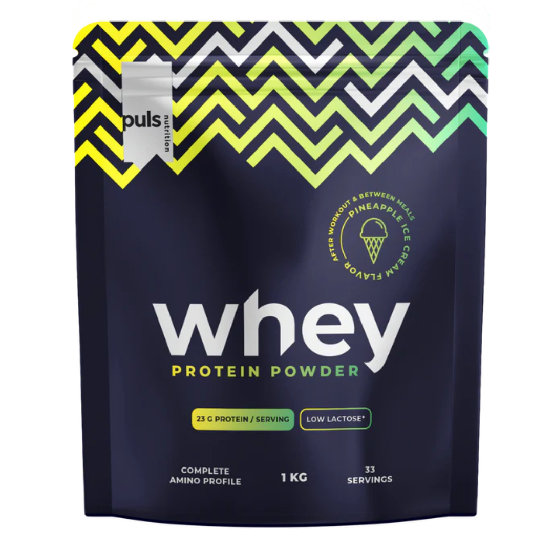 Puls Nutrition 乳清蛋白粉 - 菠萝冰淇淋味 1 kg|Puls Nutrition Whey Protein Powder - Heraproteiinijauhe Ananasjäätelö 1 kg