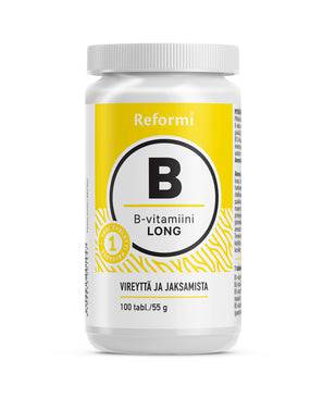 Reformi B族维生素 - 长效 - 100片 - 有效期至2027年1月|Reformi B-vitamiini - Pitkävaikutteinen - 100 tabl. - Päiväys 01/2027