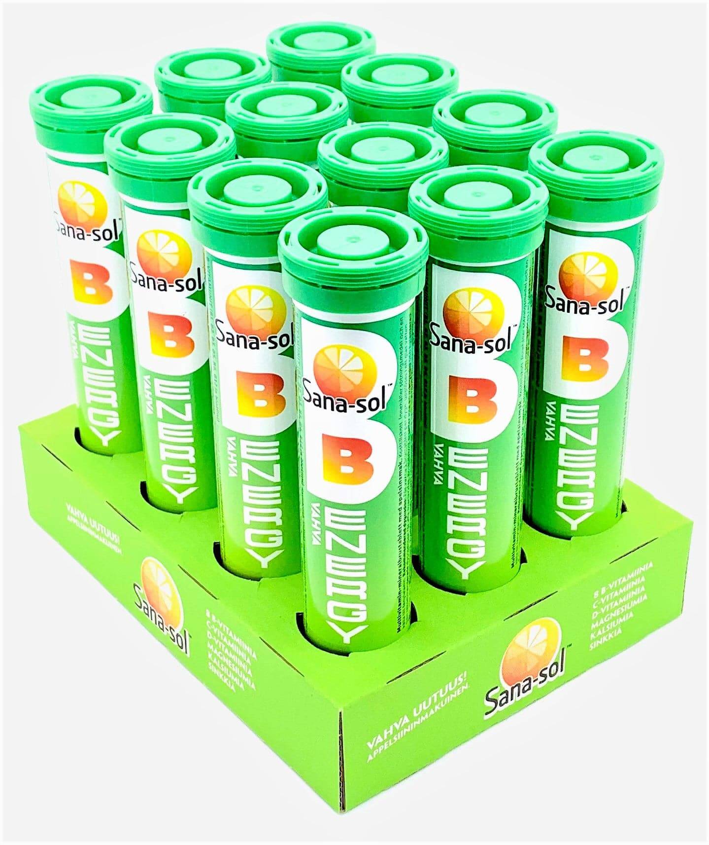 Sana-sol B-Energy 橙味 批发装 12x15泡腾片|Sana-sol B-Energy Appelsiini - TUKKUPAKKAUS 12x15 poretabl.