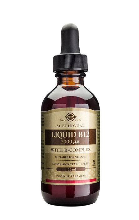 Solgar Liquid B12 2000 µg with B-Complex - Nestemäinen B12-vitamiini 59 ml|Solgar 液态B12 2000微克(含B族复合维生素) 59 ml