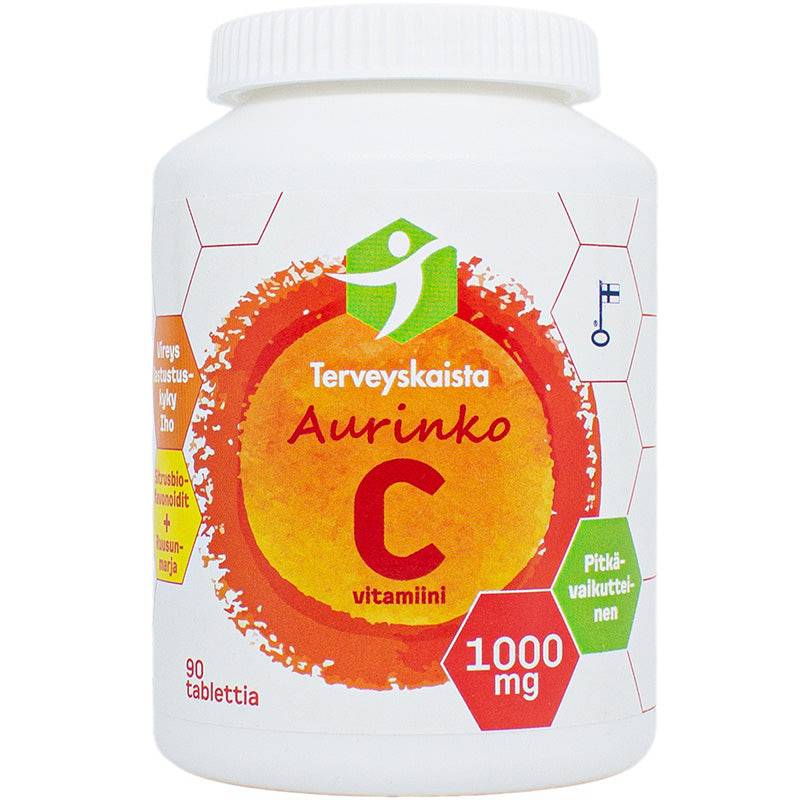 健康地带阳光维生素C 1000毫克长效90片|Terveyskaista Aurinko C-vitamiini 1000 mg - Pitkävaikutteinen 90 tabl.