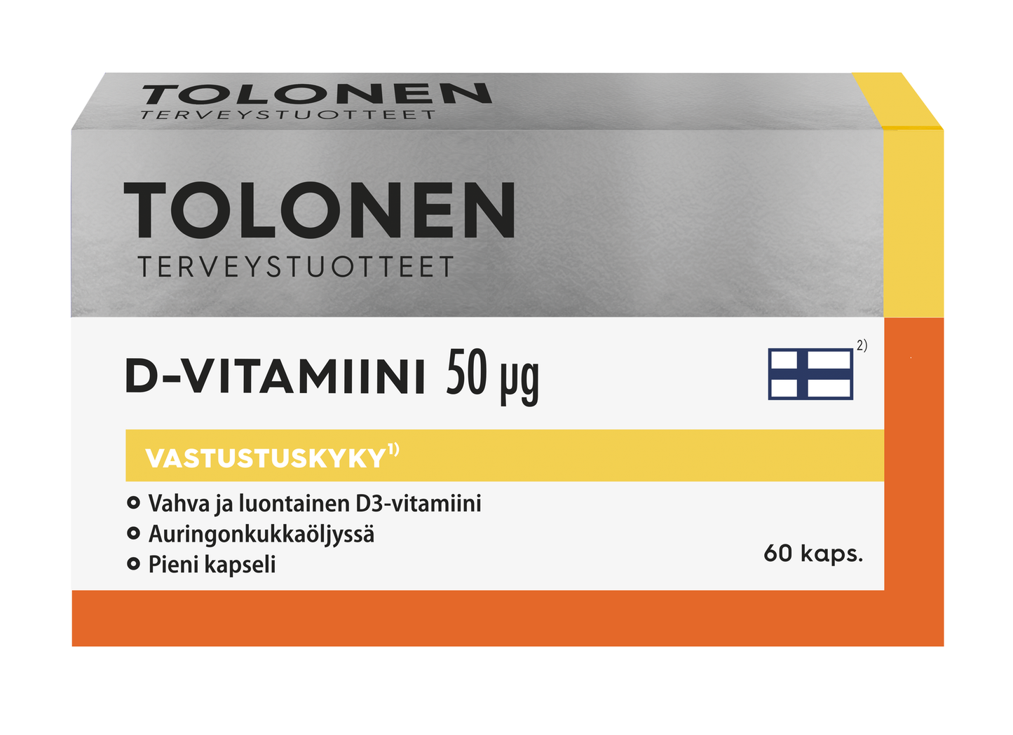 Tolonen D-Vitamiini 50 µg 60 kaps.|Tolonen D-维生素 50 µg 60 粒。