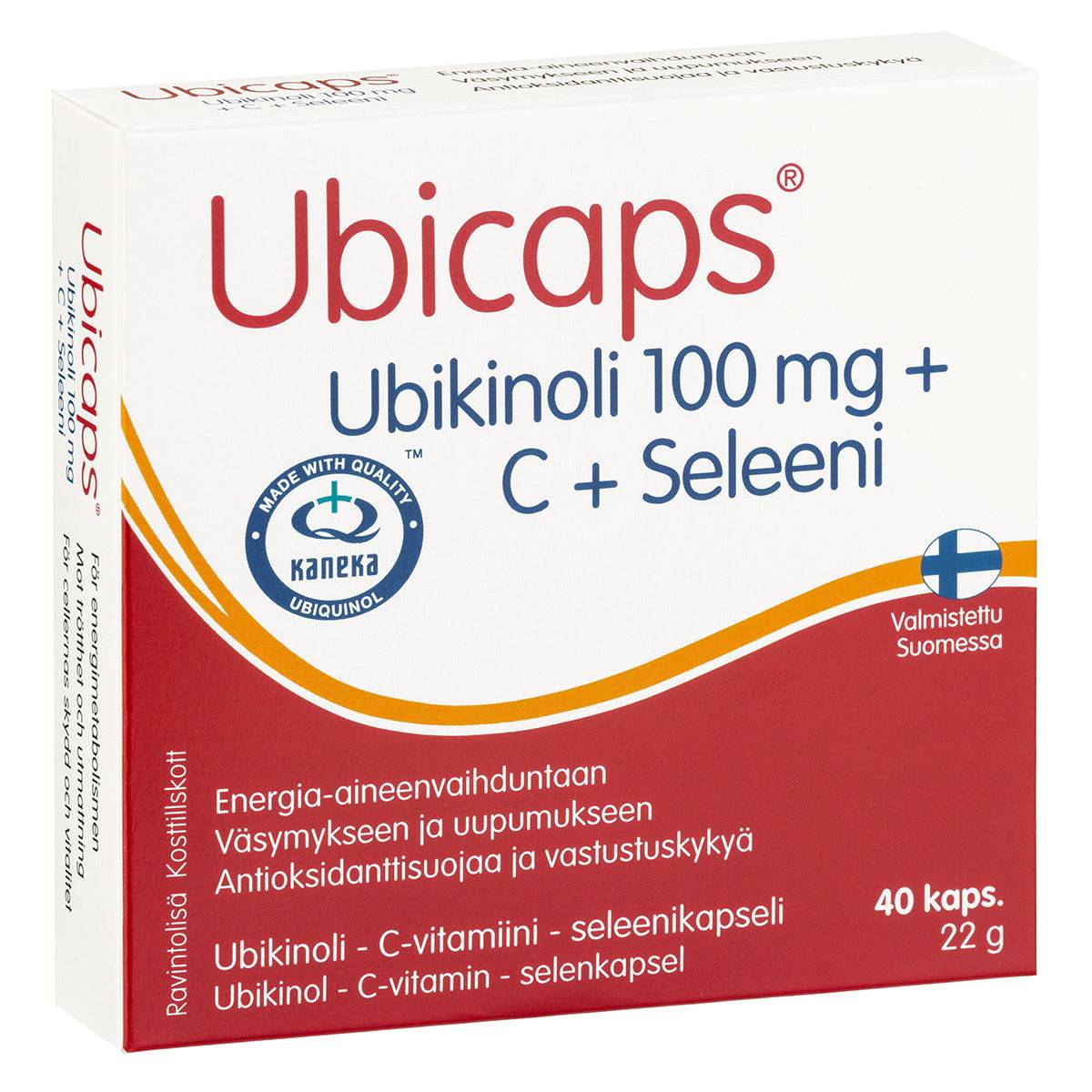 Ubicaps 辅酶Q10 100毫克+维生素C+硒 40粒|Ubicaps Ubikinoli 100mg + C+ Seleeni 40 kaps.