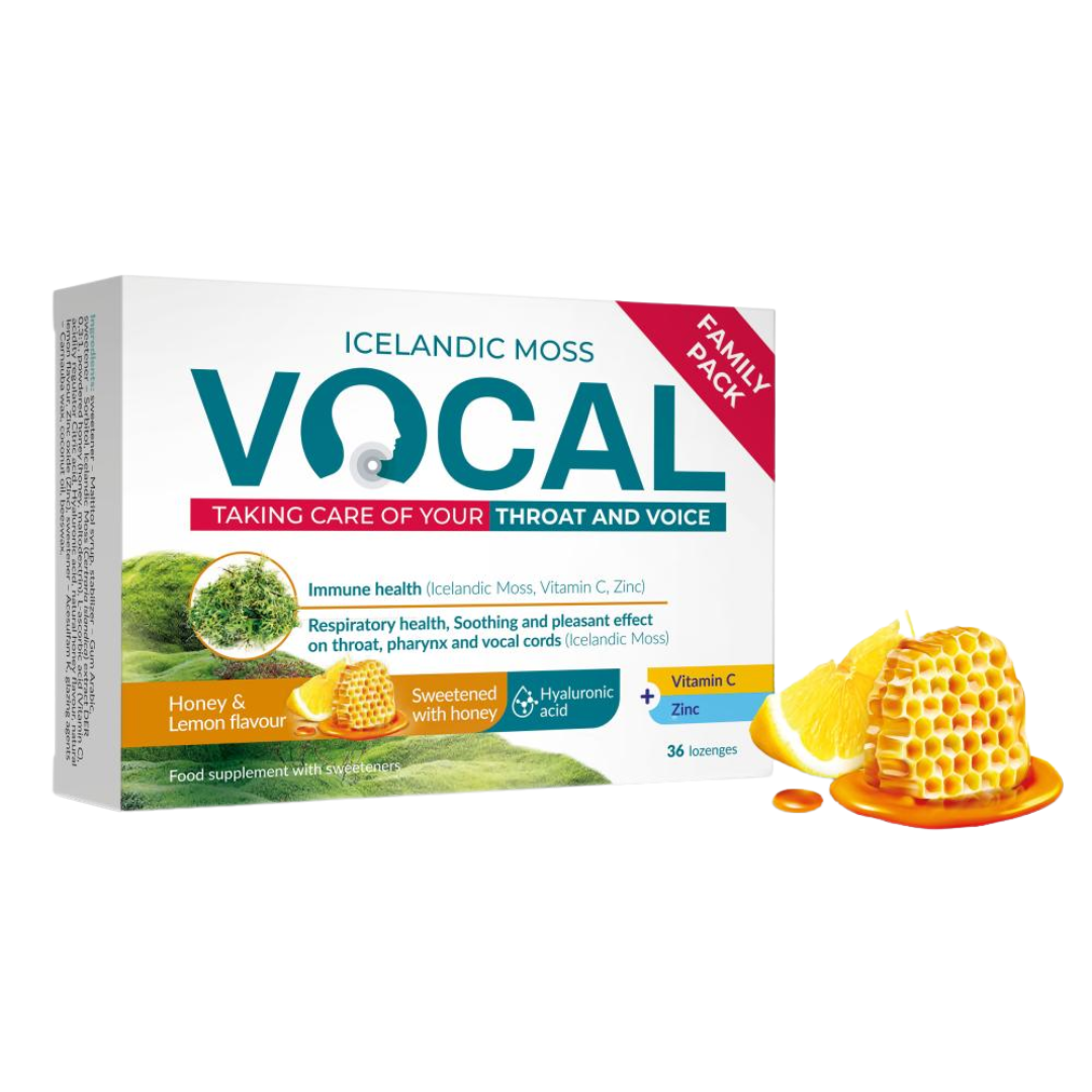 Vocal HA 蜂蜜柠檬含片 24片|Vocal HA Honey & Lemon - Imeskelytabletit Hunaja & Sitruuna 24 kpl.