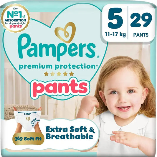 Pampers Premium Protection Pants S5 11-17kg 29kpl housuvaippa｜Pampers 高级防护裤 S5 11-17 公斤 29 件裤式尿布