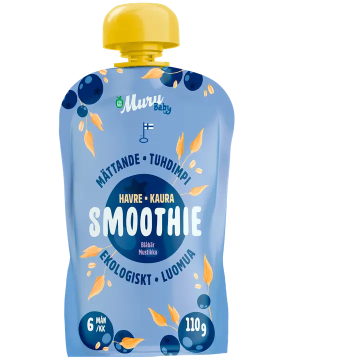 Muru Baby Luomusmoothie mustikka kaura alk 6kk 110g｜Muru Baby 有机冰沙蓝莓燕麦 6 个月起 110g