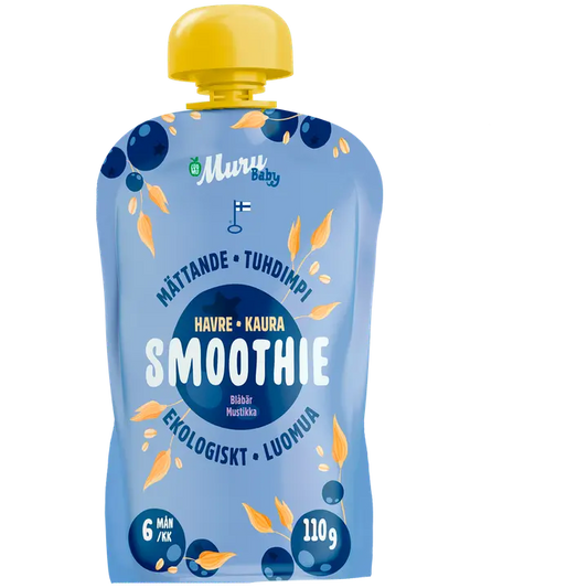 Muru Baby Luomusmoothie mustikka kaura alk 6kk 110g｜Muru Baby 有机冰沙蓝莓燕麦 6 个月起 110g