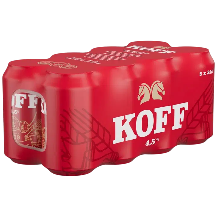 8-pack Koff Lager olut 4,5 % tölkki 0,33 L｜Koff 8 罐装 Koff Lager 饮料 4.5% 罐装 0,33 L