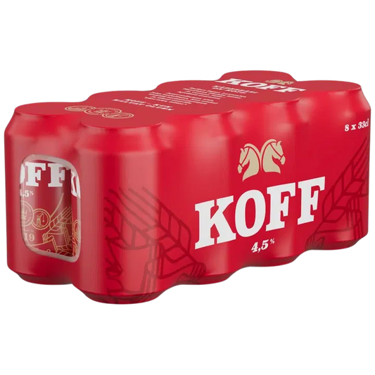 8-pack Koff Lager olut 4,5 % tölkki 0,33 L｜Koff 8 罐装 Koff Lager 饮料 4.5% 罐装 0,33 L