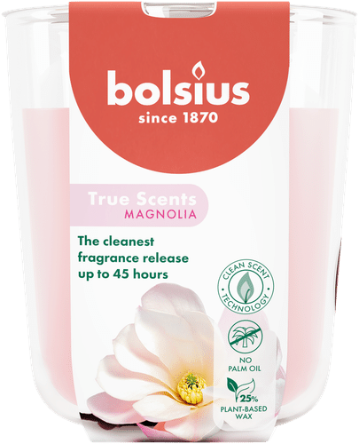 Bolsius True Scents – 玻璃罐香薰蜡烛 – 木兰 – 粉色 – 大号｜Bolsius True Scents – tuoksukynttilä lasissa – Magnolia – pinkki – suuri