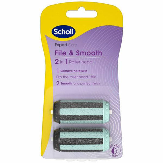 Scholl File & Smooth 2合1滚轮头 - 足部磨砂替换头 2个 - 停产｜Scholl File & Smooth 2 in 1 Roller Head - Jalkaraspin vaihtopäät 2 kpl - poistuu