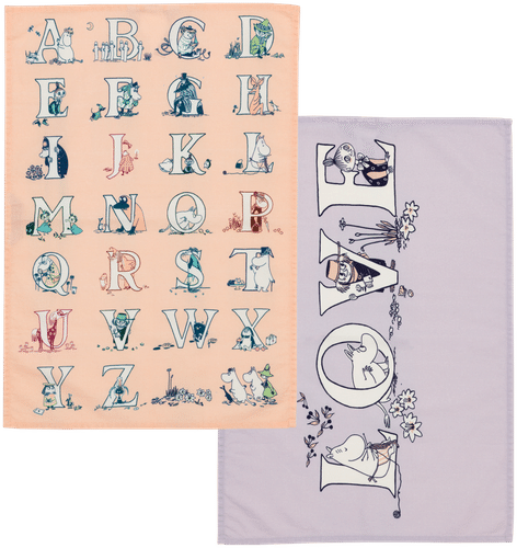 Moomin Arabia 姆明厨房毛巾套装 50x70 字母 GOTS｜Moomin Arabia Muumi keittiöpyyhesetti 50x70 Aakkoset GOTS