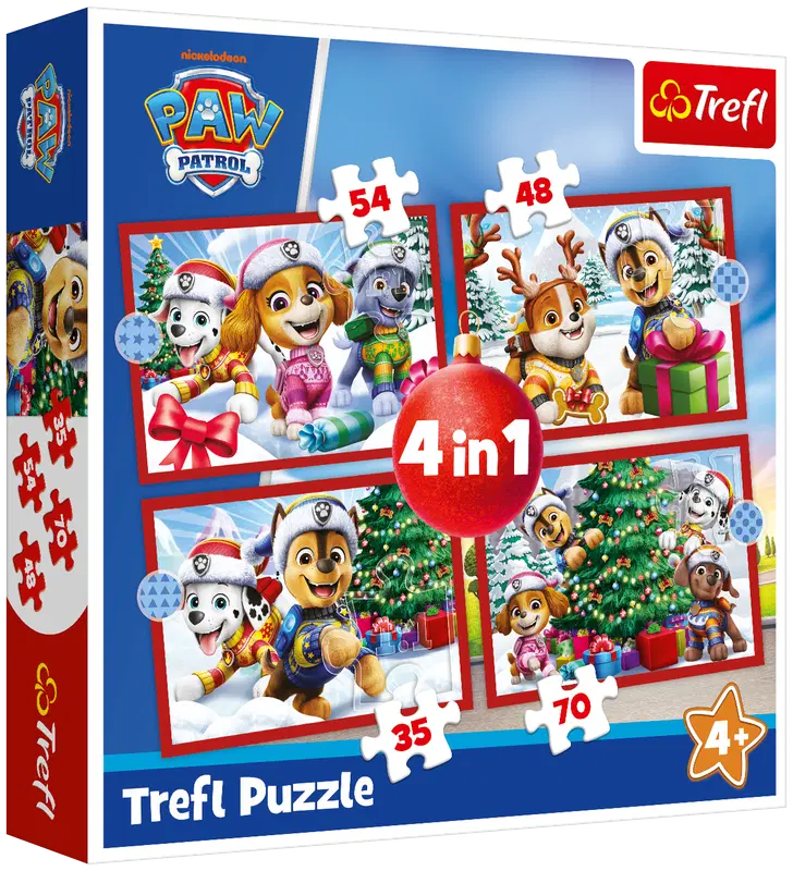 Trefl 汪汪队立大功圣诞拼图，4合1拼图套装