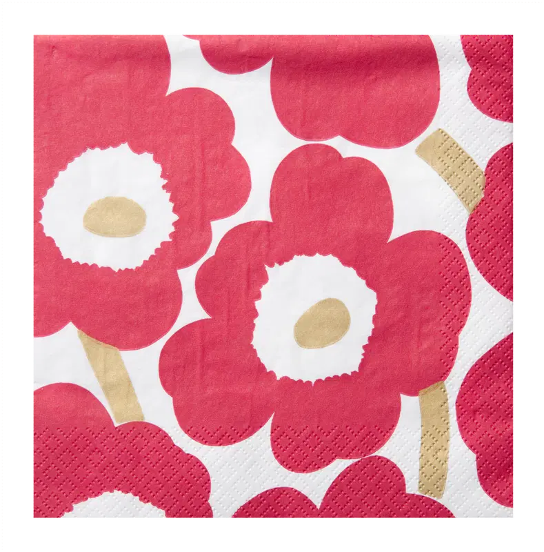 Marimekko 罂粟花红金色餐巾 20条/24厘米｜Marimekko Unikko punakulta lautasliina 20kpl/24cm