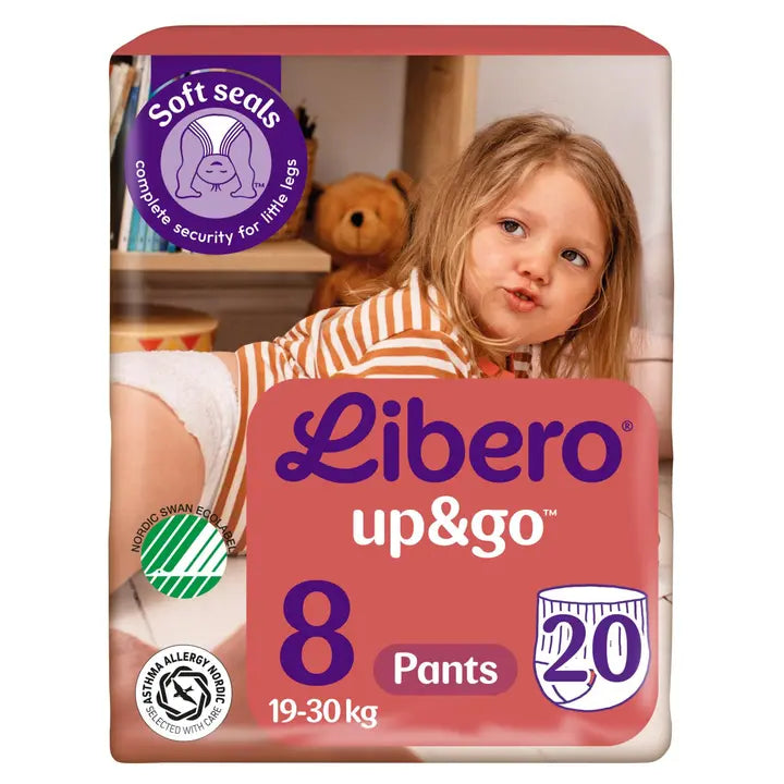 LIBERO Up&Go housuvaippa, koko 8, 20 kpl, 19-30kg｜Libero Up&Go 裤式尿布，8 号，20 片，19-30 公斤