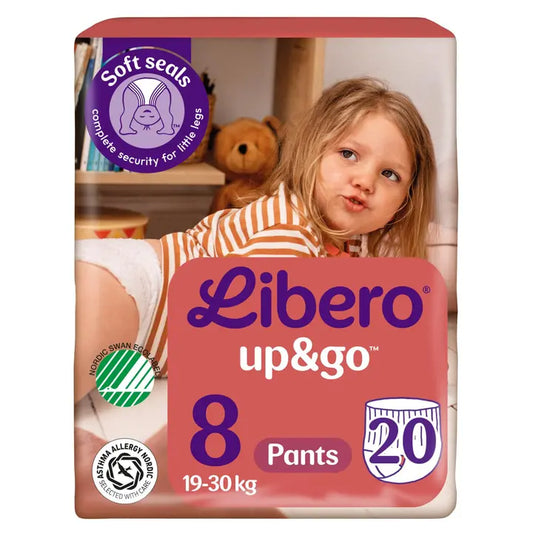LIBERO Up&Go housuvaippa, koko 8, 20 kpl, 19-30kg｜Libero Up&Go 裤式尿布，8 号，20 片，19-30 公斤