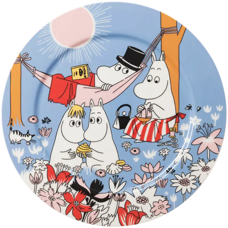 Moomin Arabia 姆明一家在一起 蓝色托盘 23cm｜Moomin Arabia Muumi Perheen parissa sininen tarjoiluvati 23cm