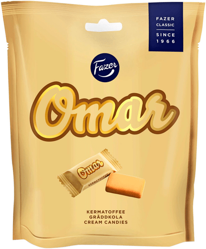 Fazer Omar 软太妃糖糖果袋 220g｜Fazer Omar pehmeä toffee karkkipussi 220g