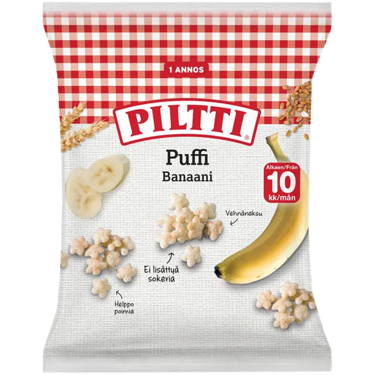 PILTTI Puffi 7g Banaanin makuisia vehnänaksuja 10kk｜Piltti Puffi 7g 香蕉味小麦饼干 10 个月