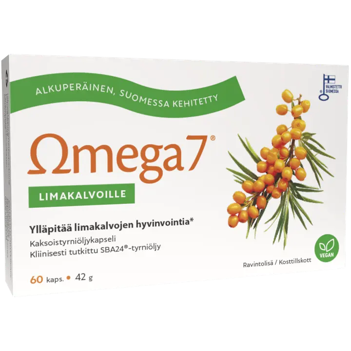 Omega7 SBA24® Kaksoistyrniöljy Limakalvoille 60 kaps-Omega7 SBA24® 双沙棘油 粘膜用 60 粒