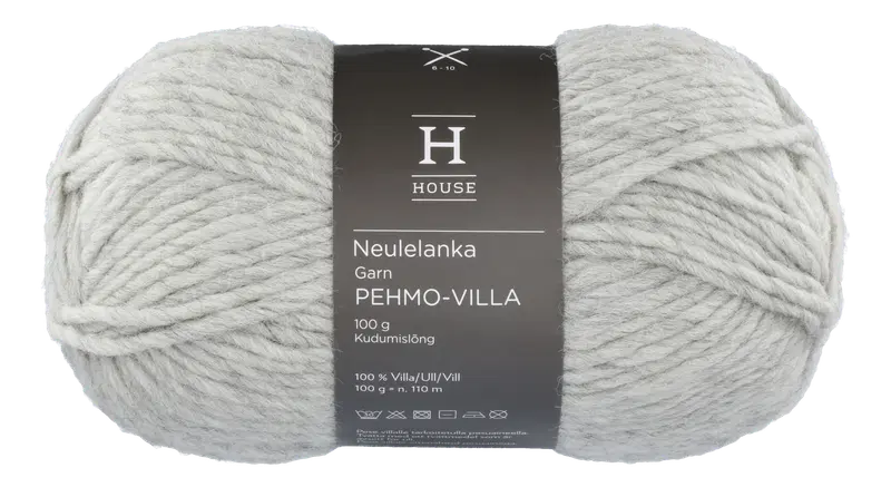 House 编织毛线 Pehmovilla 112706 100克 浅灰 195｜House neulelanka Pehmovilla 112706 100 g Light Grey 195