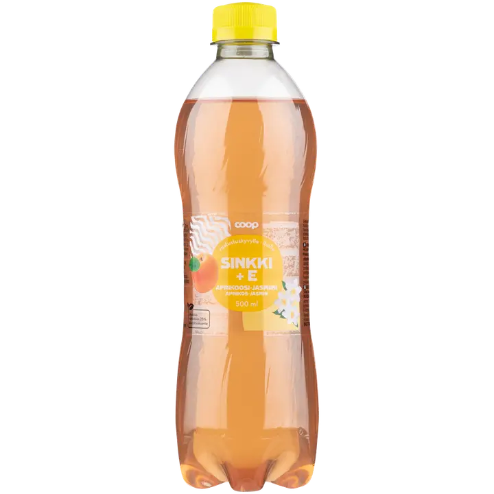 Coop aprikoosi-jasmiini sinkki + E-vitamiini hiilihapotettu juoma 0,5l｜Coop 杏茉莉锌+维生素E碳酸饮料 0,5l