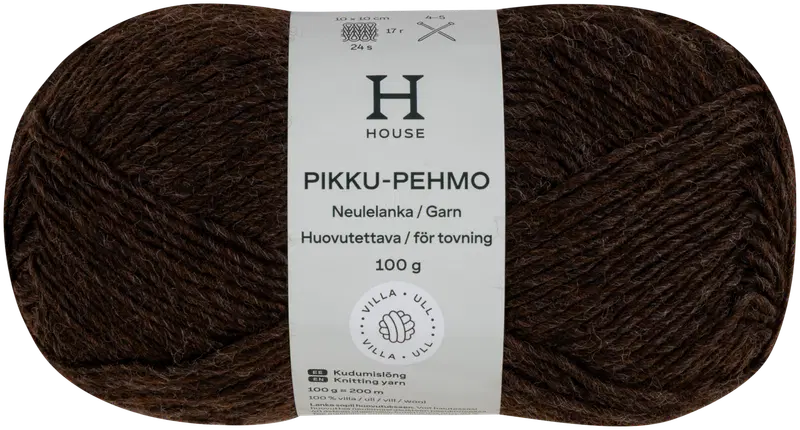 House 羊毛线 Pikku pehmo 100克 深棕 200090｜House villalanka Pikku pehmo 100 g Dark brown 200090