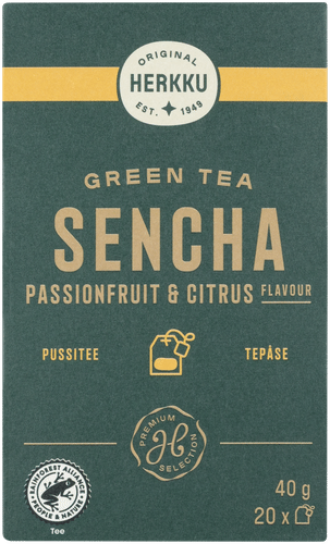 Herkku Green tea Sencha with passionfruit and citrus flavour 40 g (20x2 g)