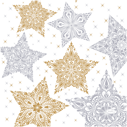 DUNI lautasliina Snowstars White 33 x 33cm 3-krs 20kpl